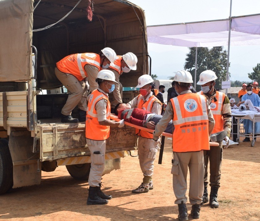 District Disaster Management Authority, Peren under the aegis of Nagaland State Disaster Management Authority conducted the annual mock exercise on earthquake at Jalukie on February 18. (DIPR Photo)